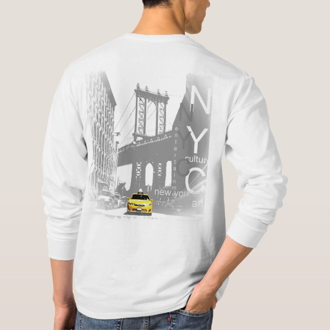 New York City Nyc Yellow Taxi Brooklyn Bridge T-Shirt (Rückseite)