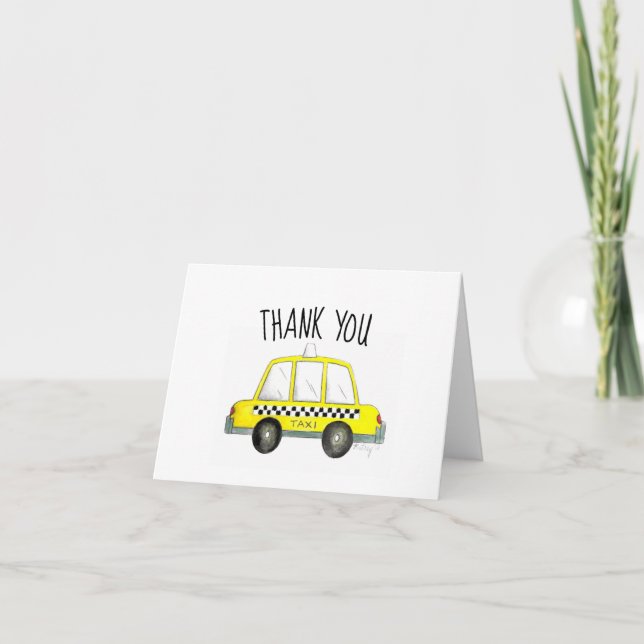 New York City NYC Yellow Taxi Cab Birthday Party Dankeskarte (Vorderseite)