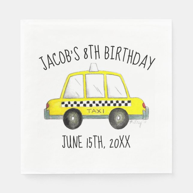 New York City NYC Yellow Taxi Cab Birthday Party Serviette (Vorderseite)
