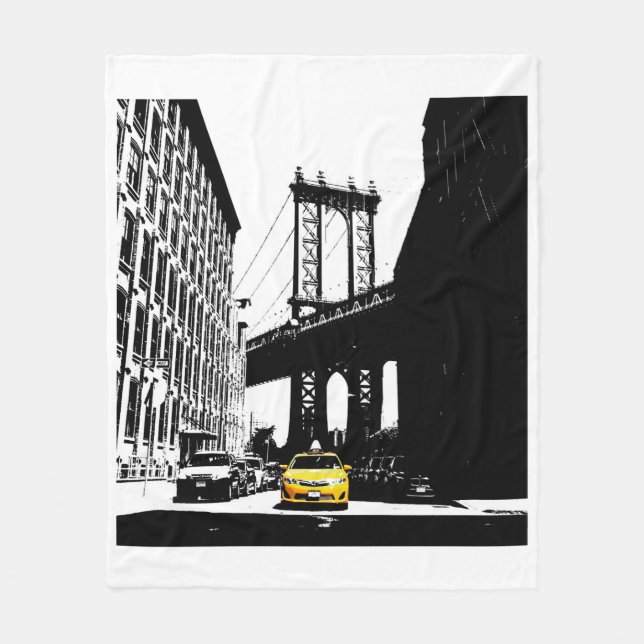 New York City Nyc Yellow Taxi Pop Art Fleecedecke (Vorderseite)