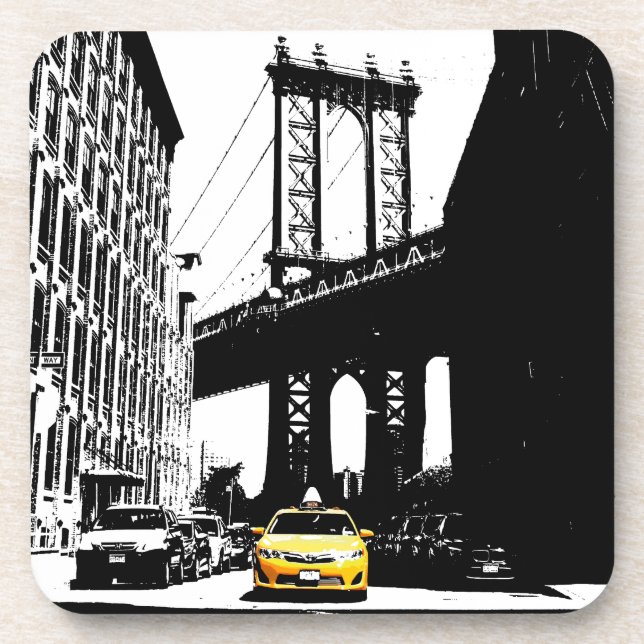 New York City Nyc Yellow Taxi Pop Art Getränkeuntersetzer (Vorderseite)