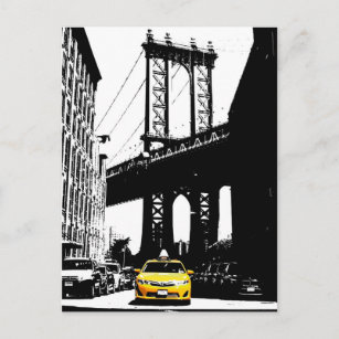 New York City Nyc Yellow Taxi Pop Art Postkarte