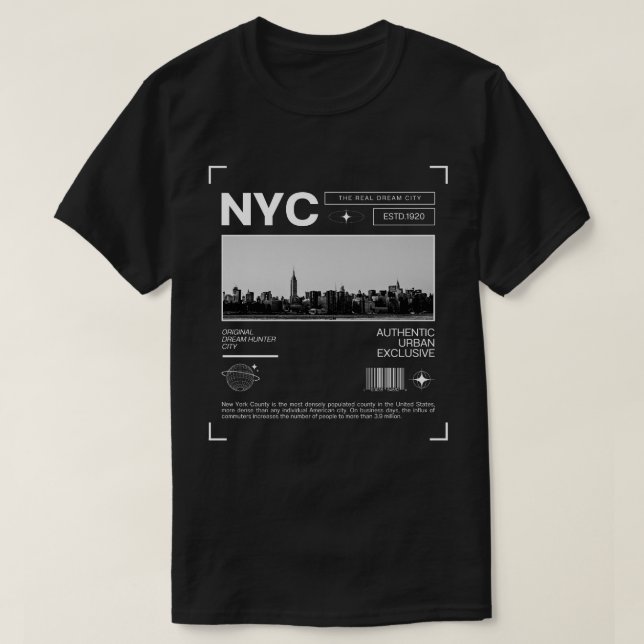 New York City of Dreams, Iconic Skyline T-Shirt (Design vorne)