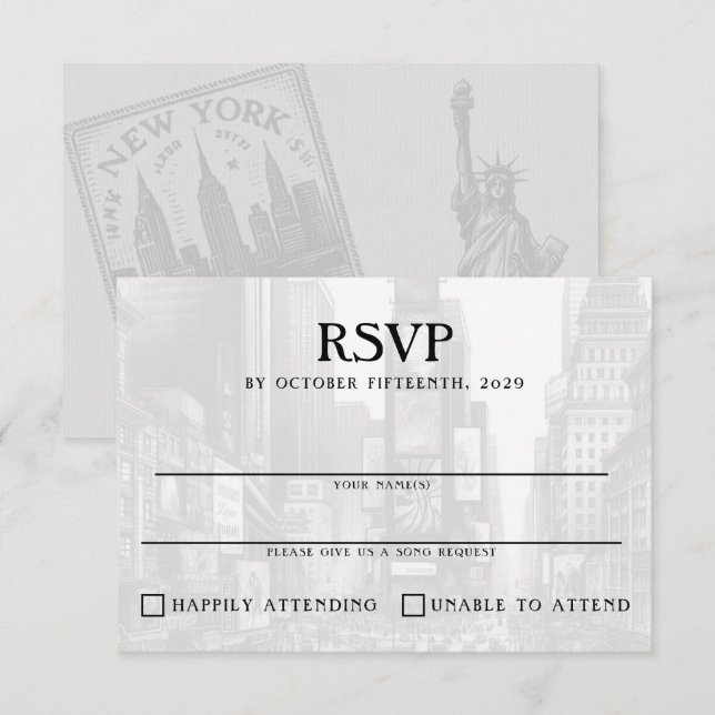 New York City Passport RSVP Karte (Vorne/Hinten)
