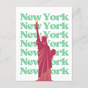 New York City Pink Grün NYC Reise   Postkarte