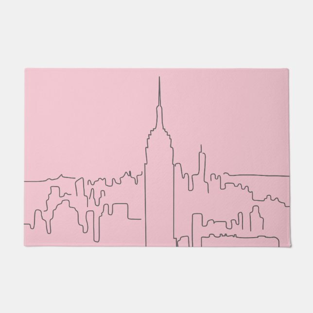 New York City Pink Minimallinie Fußmatte (Vorderseite)