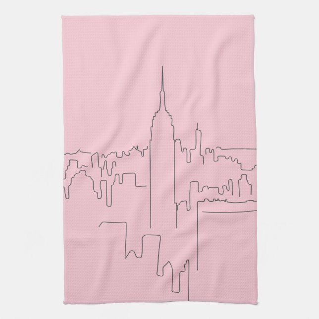 New York City Pink Minimallinie Geschirrtuch (Vertikal)