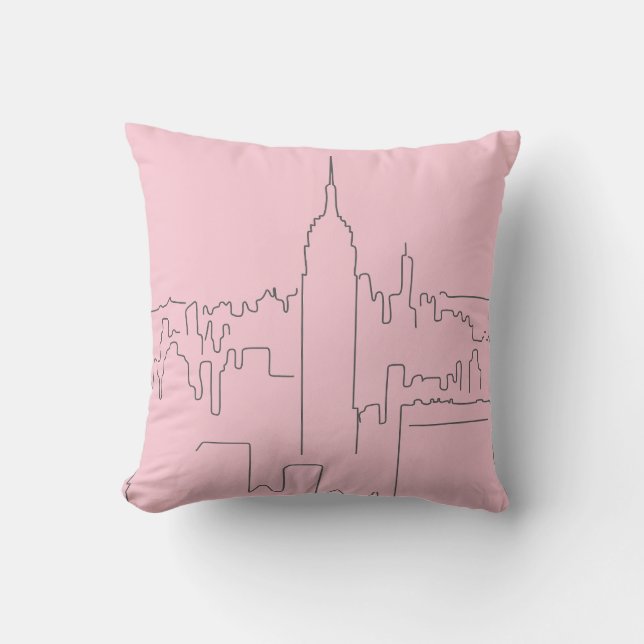 New York City Pink Minimallinie Kissen (Vorderseite)