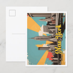 New York City Pop Art Travel Illustration Postkarte