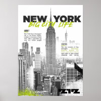 New York City Poster, nyc skyline art, manhattan w