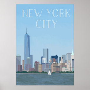 New York City Poster, nyc skyline art, manhattan w Poster