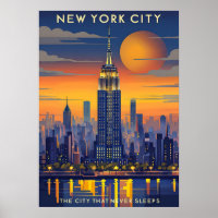 New York City Poster, nyc skyline art, manhattan w