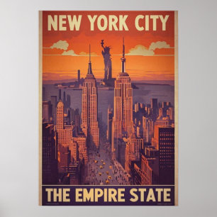 New York City Poster, nyc skyline art, manhattan w Poster