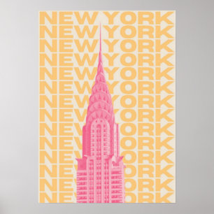 New York City Poster, nyc skyline art, manhattan w Poster