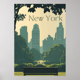 New York City Poster, nyc skyline art, manhattan w Poster