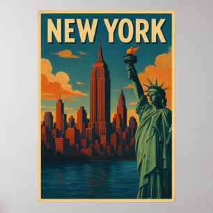 New York City Poster, nyc skyline art, manhattan w Poster