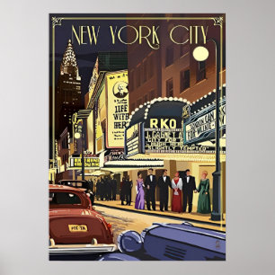 New York City Poster, nyc skyline art, manhattan w Poster