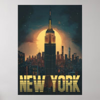 New York City Poster, nyc skyline art, manhattan w