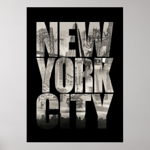 New York City Poster, nyc skyline art, manhattan w Poster