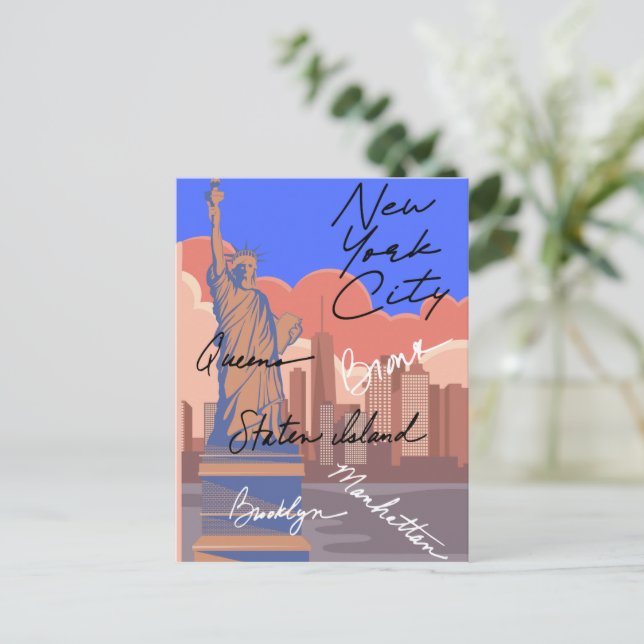 New York City Postkarte –Skyline & Big Apple  (Stehend Vorderseite)