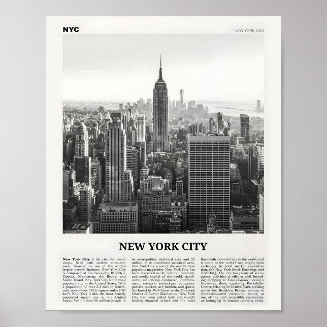 New York City Print Black and White Skyline Poster (Vorne)