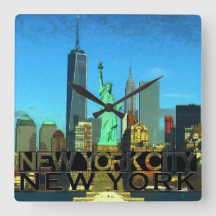 New York City Quadratische Wanduhr
