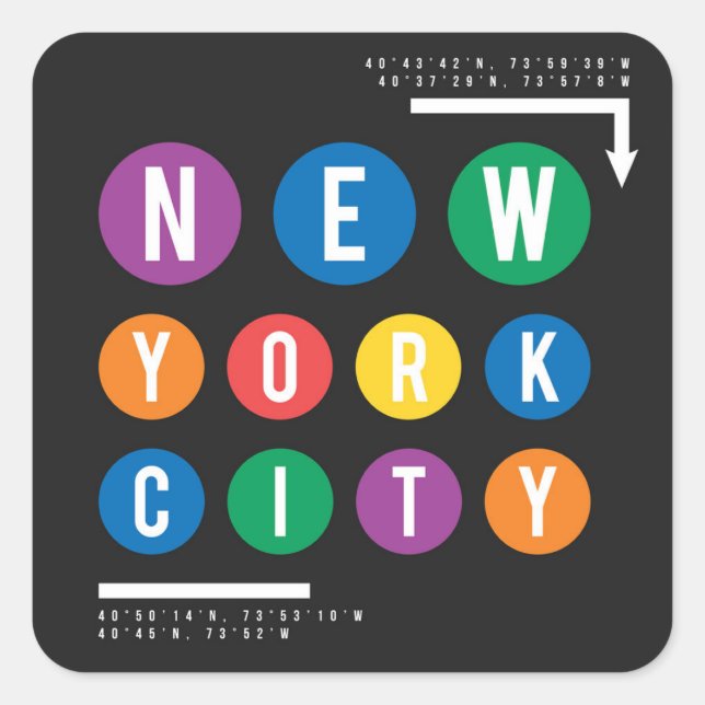 New York City Quadratischer Aufkleber (Vorderseite)