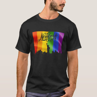 New York City Rainbow Flag Skyline LGBT Gay Pride T-Shirt