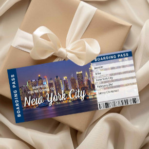 New York City Reise Überraschung Bordkarte Einladung
