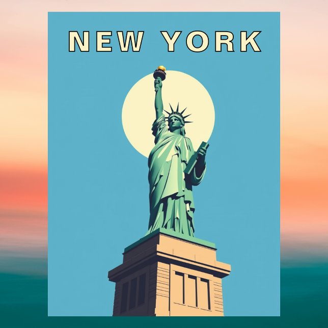 New York City Retro Statue of Liberty Postkarte (New York City Retro Statue of Liberty Postcard
)
