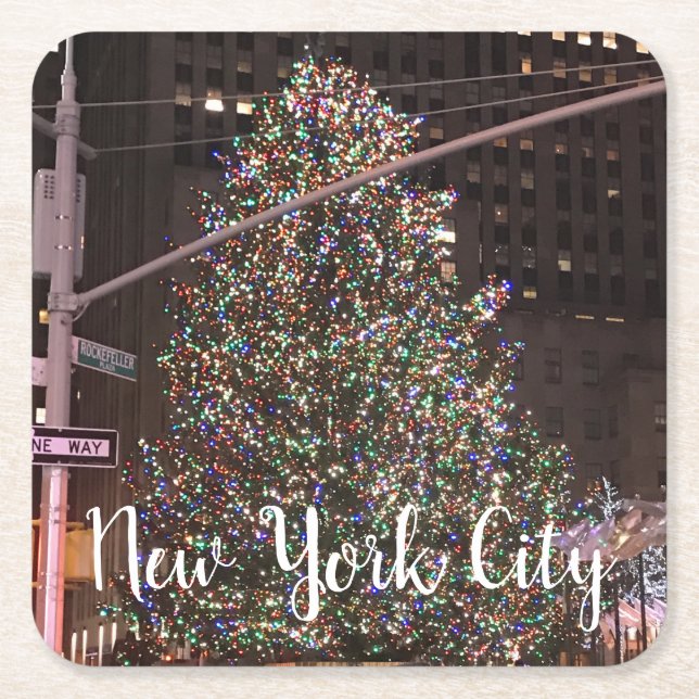 New York City Rockefeller Center Weihnachtsbaum Rechteckiger Pappuntersetzer (Vorderseite)