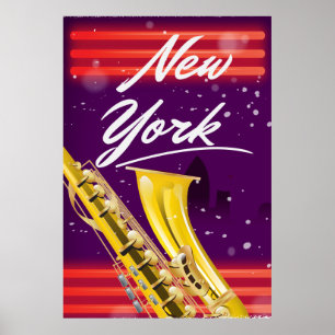 New York City Saxophon Reiseplakat Poster