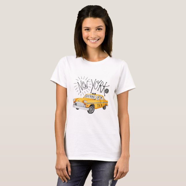 New York City Schachbrett Cab T-Shirt (Vorne ganz)