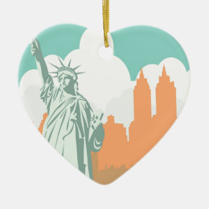 New York City schläft nie Vintag Keramik Ornament