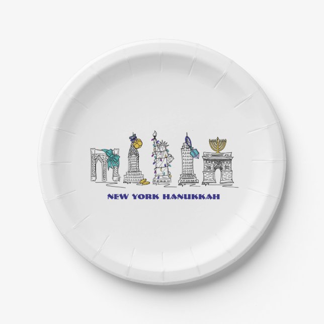 New York City Sehenswürdigkeiten Hanukkah NYC Chan Pappteller (Vorderseite)
