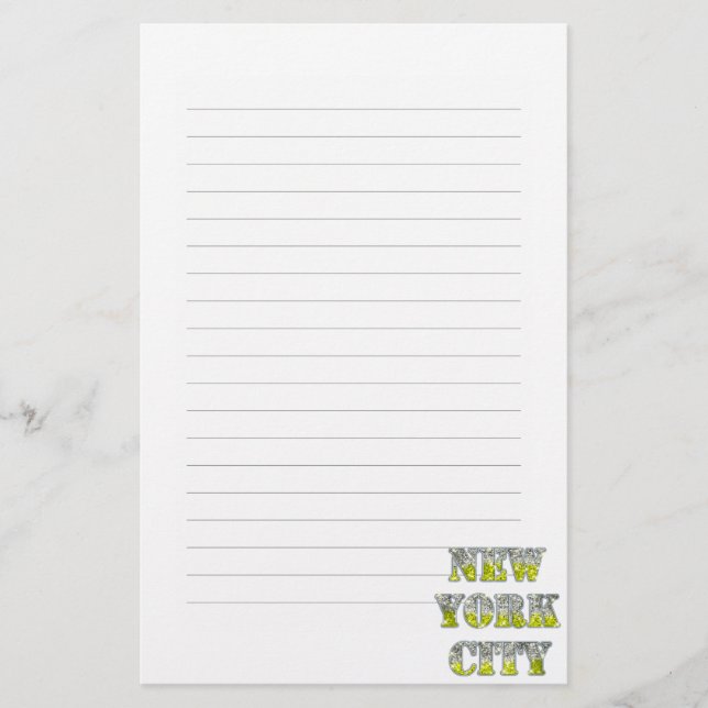 New York City Silver Gold Glitzer Briefpapier (Vorderseite)