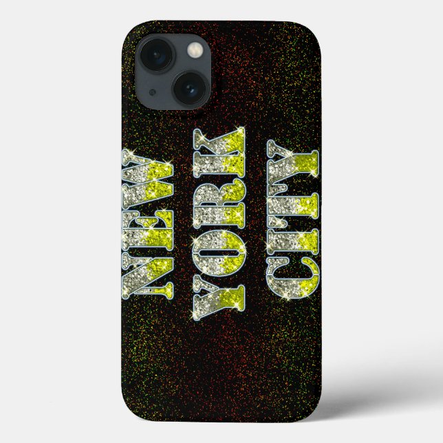 New York City Silver Gold Glitzer Case-Mate iPhone Hülle (Rückseite)