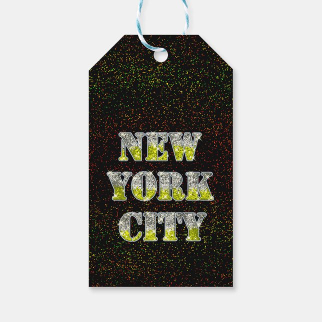 New York City Silver Gold Glitzer Geschenkanhänger (Rückseite)