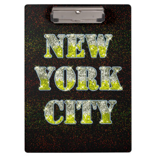 New York City Silver Gold Glitzer Klemmbrett