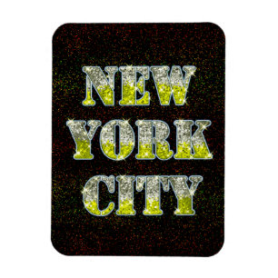 New York City Silver Gold Glitzer Magnet