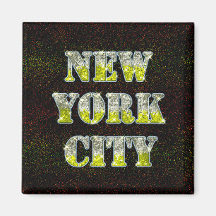 New York City Silver Gold Glitzer Magnet