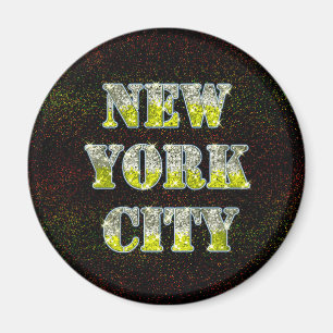 New York City Silver Gold Glitzer Magnet