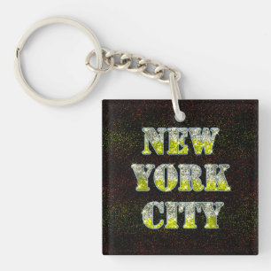 New York City Silver Gold Glitzer Schlüsselanhänger