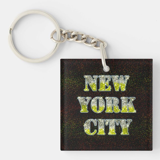New York City Silver Gold Glitzer Schlüsselanhänger (Vorderseite)