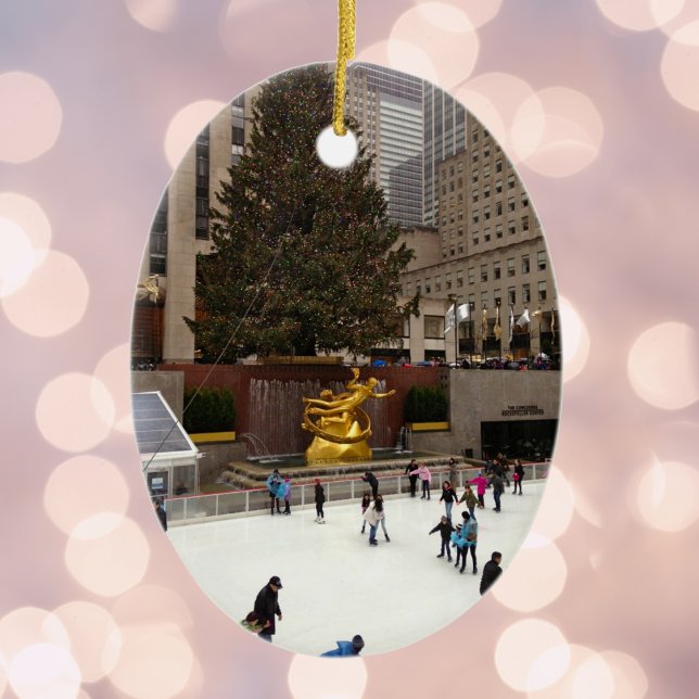 New York City Skaten Rink Christmas Holiday NYC Keramik Ornament (NYC Christmas Ornament)