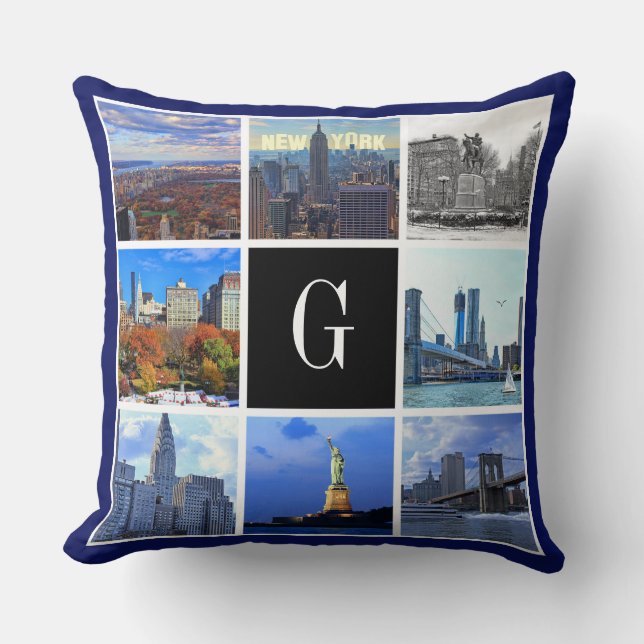 New York City Skyline 8 Image Foto Collage Kissen (Vorderseite)