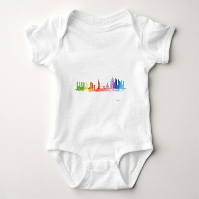 NEW YORK CITY Skyline Aquarell farbig niedlich Baby Strampler (Vorderseite)