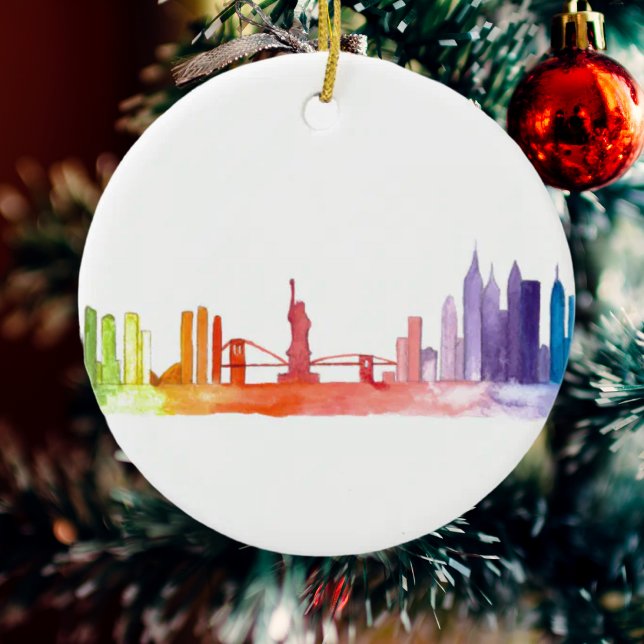 NEW YORK CITY Skyline Aquarell Manhattan modern Keramikornament (Von Creator hochgeladen)