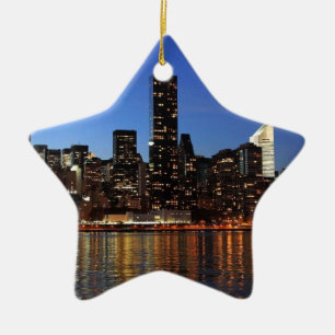 New York City Skyline bei Nacht Keramikornament