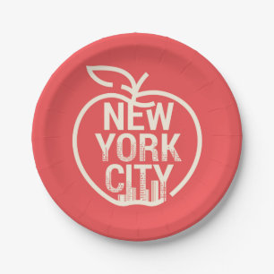 NEW YORK CITY Skyline Big Apple Modern Red Pappteller